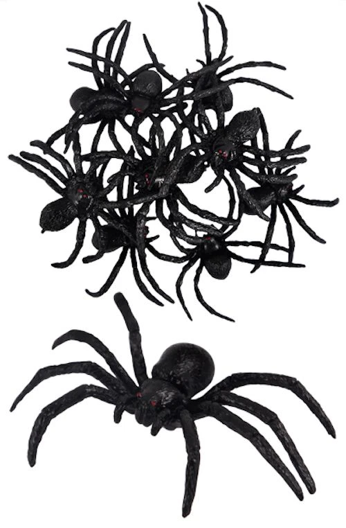 THE RUBBER PLANTATION 9pc Black Rubber Spiders Halloween Prop Decoration Bugs Spider Insects Party