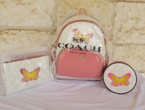 Coach Mini Court Backpack Signature Butterfly +Wristlet + Trinket 3 pieces SET - Picture 1 of 12