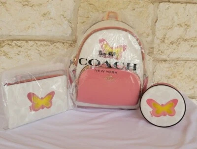 Mochila Coach Mini Court Signature Butterfly + Muñequera + Baratija Juego de 3 piezas Foto 1 de 4