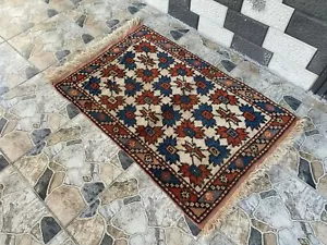 3x4 VINTAGE RUG HAND-KNOTTED TURKISH Anatolian handmade wool antique TRIBAL Rug - Picture 1 of 11