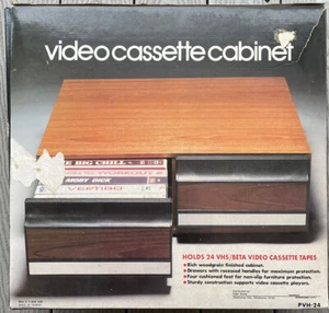 24 Audio Cassette Tape Storage Case Cabinet 2 Drawer  Wood Grain - Bild 1 von 3