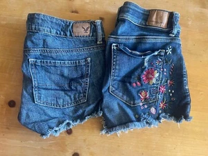 American Eagle bestickt, Jeans kurze Shorts Größe 4 Paket mit 2 - Bild 1 von 17