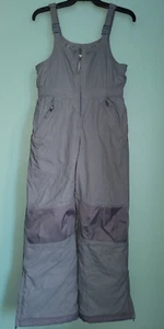 BOYS LL BEAN GRAY GREY 3M THINSULATE SNOW SKI SNOWBOARD PANTS BIBS OVERALLS 12 - Picture 1 of 17