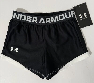 Under Armour Girls Shorts Black White Youth Size 5 UA PLAY UP 2.0 Shorts - Image 1 of 4