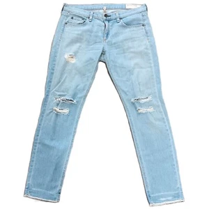 Rag & Bone Jeans The Dre Size 27 Distressed Frayed Faded Blue Denim Ripped knees - Picture 1 of 22