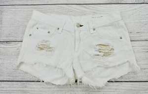 RAG & BONE Womens Sz 24 White Marin Distressed Frayed Denim Jean Shorts EXC - Picture 1 of 3