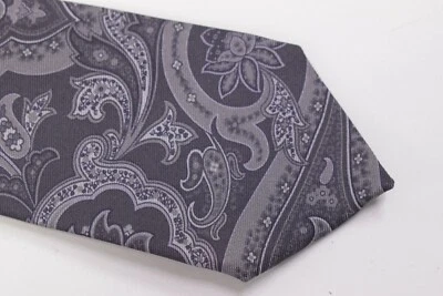 Luciano Barbera новый с Ярлыками шеи галстук в оттенках серый декоративный пейсли шелк - Изображение 1 из 4