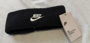 NWT YOUTH NIKE ONE SIZE PLUSH SHERPA FLEECE BLACK HEADBAND - Picture 1 of 3