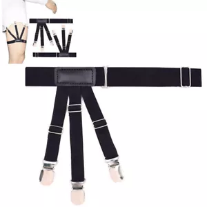 Black Men's Garter Belt Male Shirt Garters Stays Suspenders Braces Nylon - Picture 1 of 8