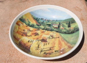 Opificio Etico Tuscany X Large 14.8" Serving Bowl Italy Black Writing Landscape - Picture 1 of 6