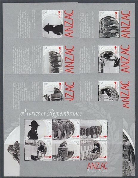 NEW ZEALAND 2010 SET (x7) MINT MNH M/S's ex BOOKLET ANZAC SERIES III (ID:PB15) - Image 1 of 1