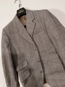 Hardy Amies maßgeschneidert von Hepworths grau karierte Herrenjacke mit Patch-Ellbogen - Bild 1 von 9