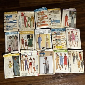Vintage 1960s 70s 80s Sewing Pattern Lot Suit Boho Wedding Dress UNCHECKED 10 12 - Picture 1 of 17