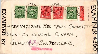 1943 Canadá Thunder River Internment Camp Y Masui Cubierta a Cruz Roja Suiza Foto 1 de 2