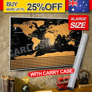 Scratch Off World Map Poster Interactive Travel Atlas Decor Large Deluxe Gift AU