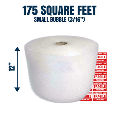 Bubble Cushioning Wrap 3/16  175 Ft. X 12  Perforated Every 12  Small Padding • 21.99$