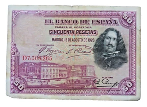 Billete 50 PESETAS Madrid-15 De Agosto De 1928 El Banco De España - Imagen 1 de 3
