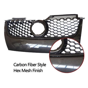 Front Carbon Fiber Print Hex Mesh Bumper Grille For 2006-09 VW MK5 Jetta GTI - Picture 1 of 5