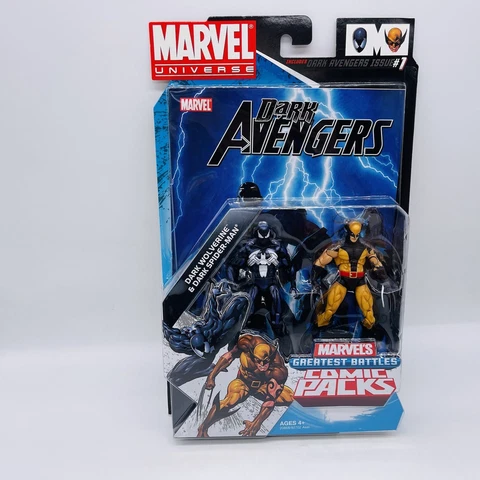 Dark Wolverine Spider-man Marvel Universe NIP 3.75”  Avengers Comic 2 Pack Venom Cover