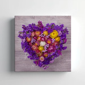 Cuore fatto di fiori tela stampa arte da parete, elegante arredamento casa appendiabiti da parete - Foto 1 di 12
