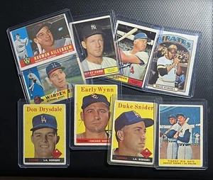 1958 to 1972 Topps 9-Card Super Star Lesser-Condition Lot - All HOF Mostly 58-61 - Picture 1 of 8