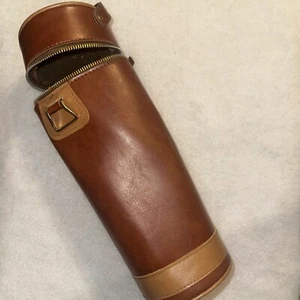 Vintage Kunstleder Thermos Tasche 70er Jahre Camping Wandern Strand Picknick Wein Tasche - Bild 1 von 9