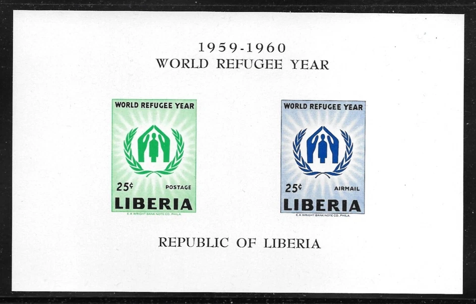 全新邮票 1959 年利比里亚纪念品迷你邮票世界难民年斯科特 # C124a 邮票 — 第 1/1 张图片