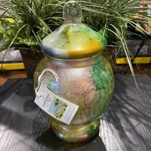 Vidi Glass Naples Vase w/Lid Watercolor - Picture 1 of 5