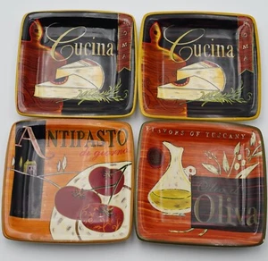 Pier 1 Imports Cucina Italiana 6" Square Appetizer/Dessert Plates Set of 4 - Picture 1 of 8