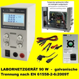 Labornetzgerät LCD-Labornetzteil 90W 0-30V 0-10A regelbar CTL-3003+Prüfkabel-SET - Bild 1 von 8
