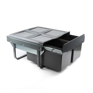 Contenedor de armario de cocina 600 mm 36 L integrado montaje base de reciclaje extraíble 2 x 18 L - Imagen 1 de 4