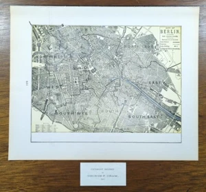 Vintage 1901 BERLIN GERMANY Map 14"x11" Old Antique Original BRANDENBURG COUNTY - Picture 1 of 14