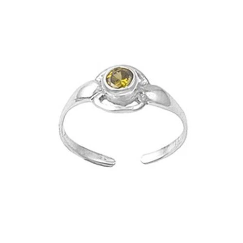 Zehenring Fußschmuck Damen Herren verstellbar Sterling Silber Gelber Zirkonia 2 - Bild 1 von 1