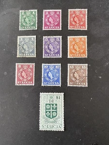 SANTA LUCIA, SCOTT # 157-165 (9)+168, TOTAL 10, 1949 QE2 EDICIÓN DEFINITIVA USADA - Imagen 1 de 2