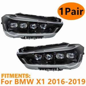 1 Pair LED DRL Headlight Head lamp Assembly Set For BMW X1 2016-2019 Plug & Play - Picture 1 of 7