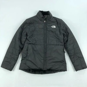 The North Face Girls Large Mossbud Reversible Jacket Black Faux Fur L (14/16) - Picture 1 of 13
