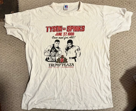Vintage 1988 Boxing Shirt Mike Tyson vs Spinks Russell Athletic World Champ XL Cover
