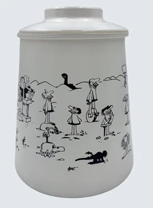 Glass Bartlett Collins Cookie Jar with BC Cavemen Design by Johnny Hart - Picture 1 of 16