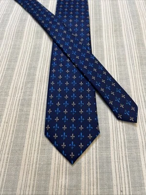 Corbata Firenze Azul Floral Geométrica Seda Delgada Ajustada EE. UU. #0199 Foto 1 de 4