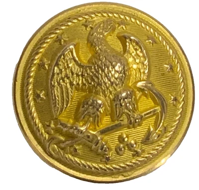 RARE MINT PARIS MADE US NAVY CIVIL WAR EAGLE 25mm GILT COAT BUTTON c 1860 - Image 1 of 4