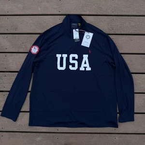 Polo Team USA de Ralph Lauren 2020 para hombre 1/4 cremallera tejido azul oscuro nuevo con etiquetas XXL - Imagen 1 de 11