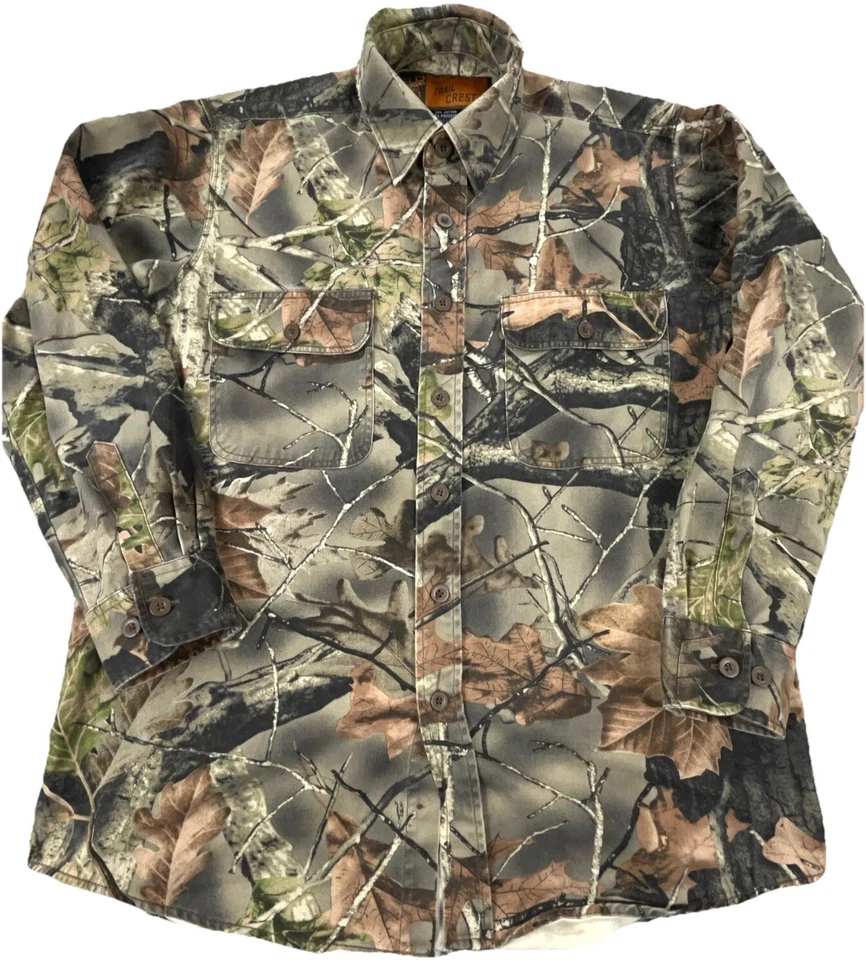 Vintage Camo Shirt Men Medium Button Up Twill Denim Heavy Shacket Unlined Hunt - Image 1 of 4