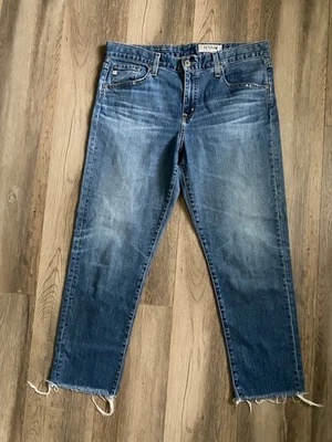 Jeans feminino AG Adriano Goldschmied 31R The Ex-Boyfriend desleixado fino bainha crua - Imagem 1 de 4