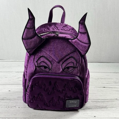 Mini Mochila Loungefly Disney Villains Maléfica Figura Terciopelo Púrpura Nueva Foto 1 de 4