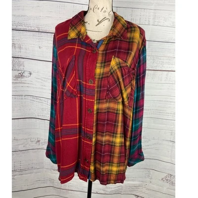 Coldwater Creek Botón Frontal Franela Mujer XL Multicolor Cuello Mangas Largas Foto 1 de 4