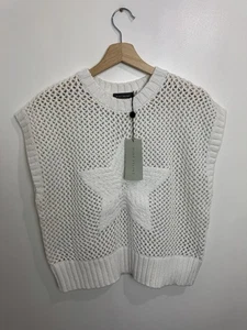 Mint Velvet White Star Cotton Knit Top Large New With Tags - Picture 1 of 10