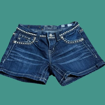 Pantalones Cortos Miss Me Talla 25 JP5135SHU Diamantes de Imitación Tachonados Denim Y2K Western Bling Foto 1 de 4