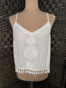 Lilly Pulitzer Katen Damen Crop Top Medium Viskose weiß bestickt Quasten - Bild 1 von 5