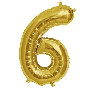 16" GOLD Number 6 Mylar Foil Balloon Backdrop Party Events Decorations Supplies - Picture 1 of 4