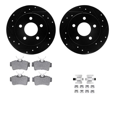 For Ford Mustang 94-04 Drilled & Slotted Rear Brake Kit w Performance Sport Pads - Imagem 1 de 2